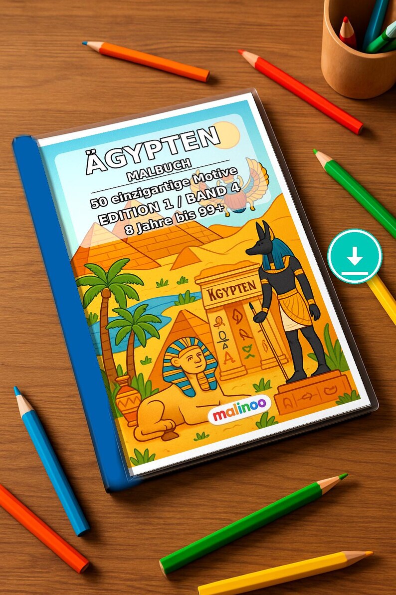 Egypt Coloring Book for Kids – 50 Coloring Pages – PDF Download E1/B4 (DIN-A4) – Gift, Travel Activity, Birthday, Activity image 1