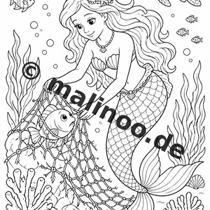 Libro da colorare di sirene per bambini – 100 pagine da colorare – Download PDF E1/B2 (DIN-A4) – Regalo, Attività, Calendario dell'Avvento, Compleanno immagine 5