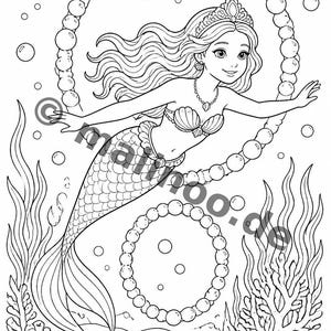 Gift idea for grandchildren and godchildren: Mermaid coloring book with 100 coloring pages (DIN A4) E6 image 16