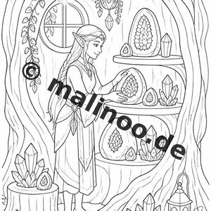 Elfen Ausmalbuch zum Ausdrucken für Kinder – Geschenk zur Einschulung und Schultüte – 50 Ausmalbilder (PDF) E2/B1 Bild 4