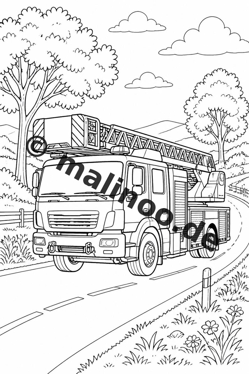 Regalo para nietos, ahijados, sobrinos y sobrinas: Libro para colorear de fuego en formato PDF con 20 páginas para colorear (tamaño E4/B5). imagen 12