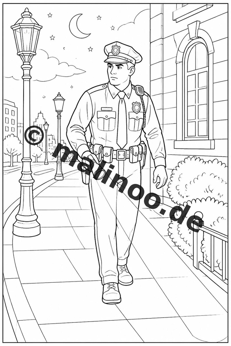 Politie kleurboek PDF download digitaal – 50 kleurplaten voor kinderen – Deel 2 Editie 1 (DIN-A4) afbeelding 5