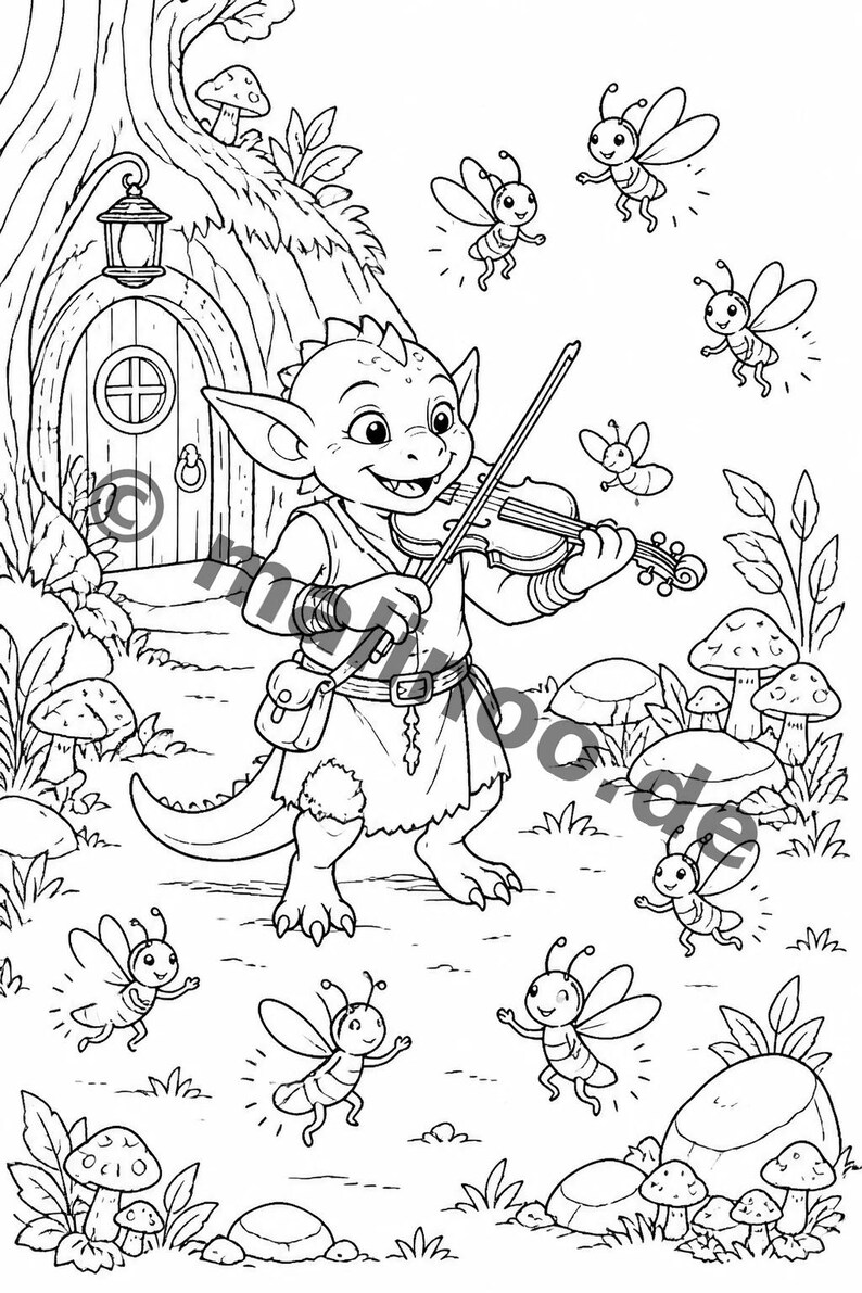 Goblin Coloring Book for Children – Gift Idea for Grandchildren and Godchildren – 100 Coloring Pages (DIN A4) E4 image 15