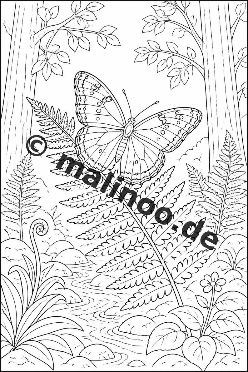 Schmetterlinge Malbuch Kinder – 100 Ausmalbilder – PDF Download E1/B1 (DIN-A4) – Geschenk, Beschäftigung, Adventskalender, Geburtstag Bild 5