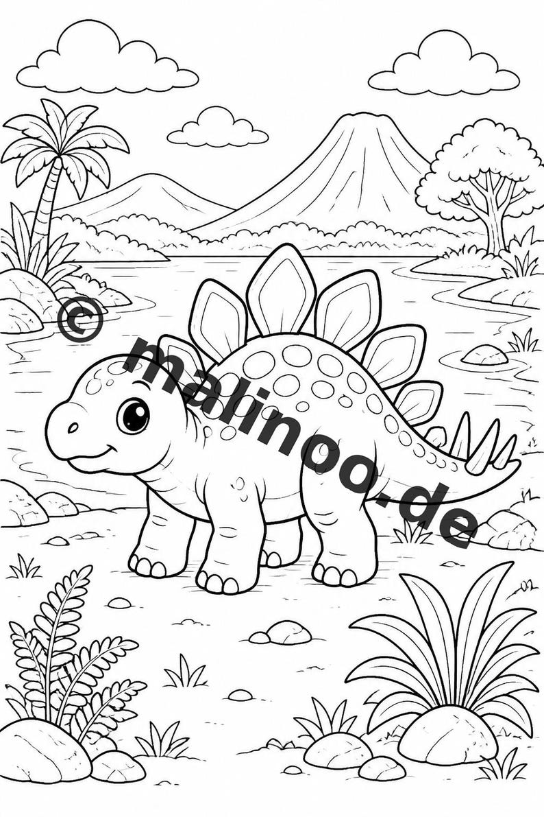 Baby Dinosaur Coloring Book PDF Download Digital – 50 Coloring Pages for Children – Volume 2 Edition 1 (DIN A4) image 7