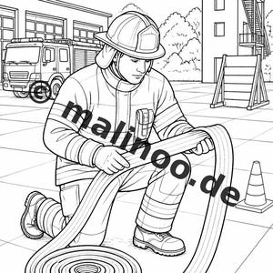 Firefighter Coloring Book PDF Download Digital – 20 Coloring Pages for Children – Book 02 Edition 1 (DIN-A4) image 16