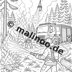 Brandman Målarbok PDF Ladda ner Digitalt – 50 Målarbilder för Barn – Volym 1 Utgåva 1 (DIN A4) bild 13