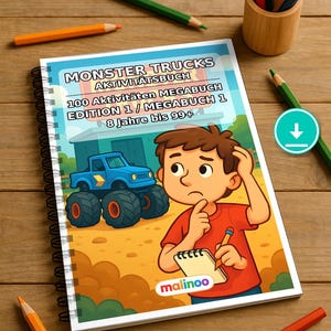Monster Trucks Aktivitätsbuch PDF Download digital – 100 Rätsel- und Aktivitätsseiten für Kinder – MEGABUCH 01 Edition 1 (DIN-A4)