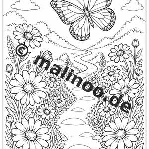 Schmetterlinge Malbuch Kinder – 100 Ausmalbilder – PDF Download E1/B1 (DIN-A4) – Geschenk, Beschäftigung, Adventskalender, Geburtstag Bild 10