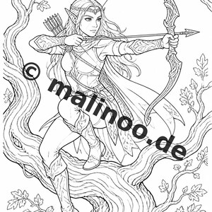 Elf Coloring Book for Children – 100 Coloring Pages – PDF Download E1/B1 (DIN-A4) – Gift, Activity, Advent Calendar, Birthday image 3