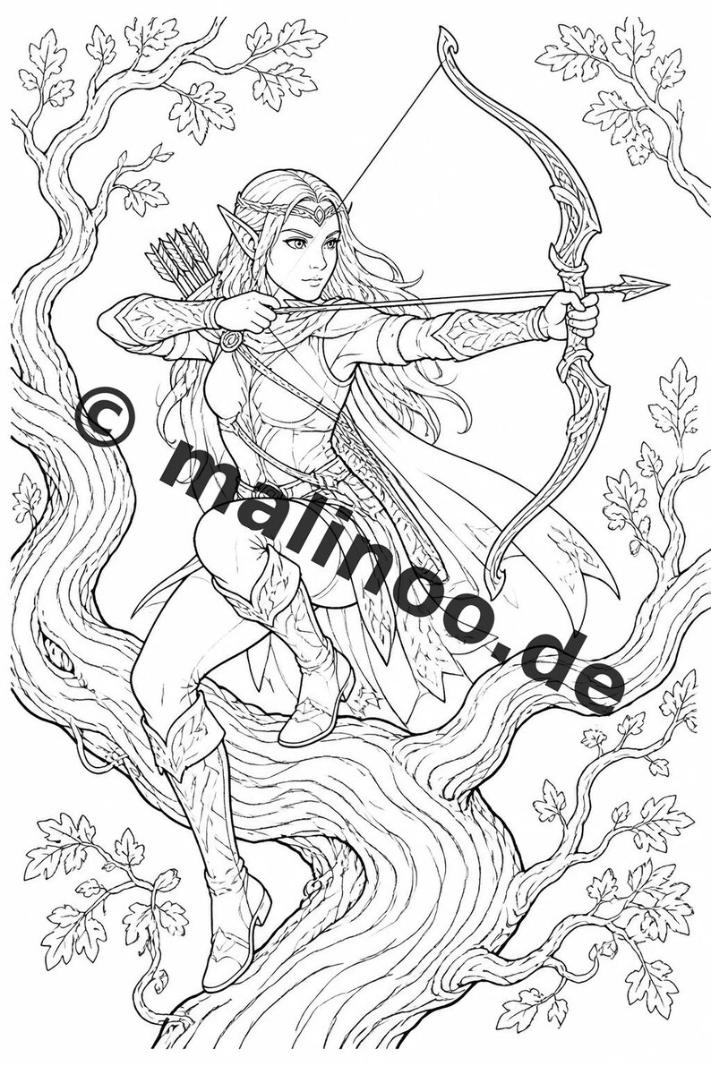Elf Coloring Book for Children – 100 Coloring Pages – PDF Download E1/B1 (DIN-A4) – Gift, Activity, Advent Calendar, Birthday image 3
