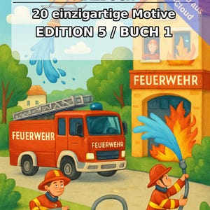 Fire Coloring Book for Kids – 20 Coloring Pages – PDF Download E1/B1 (DIN-A4) – Party Favor, Gift, Children's Birthday Party, Guest Gift image 2