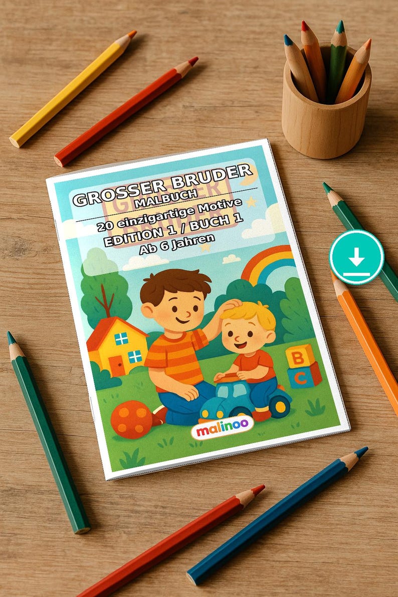 Libro da colorare del Grande Fratello in formato PDF per bambini – per il relax e la consapevolezza dei bambini – 20 pagine da colorare E1/B1 immagine 1