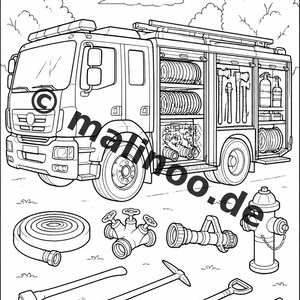 Feuer Malbuch Kinder – 20 Ausmalbilder – PDF Download E1/B3 (DIN-A4) – Mitgebsel, Geschenk, Kindergeburtstag, Gastgeschenk Bild 6