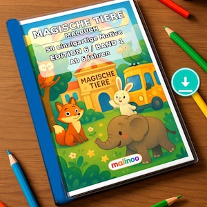 Activities for holidays and camping: Magical animals coloring pages to print with 50 coloring pictures (PDF) E6/B1