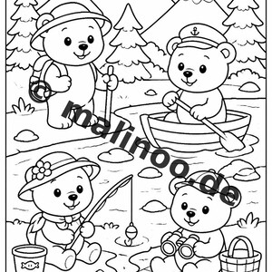 Berenkleurboek voor kinderen – 100 kleurplaten – PDF-download E1/B2 (DIN-A4) – Cadeau, activiteit, adventskalender, verjaardag afbeelding 9