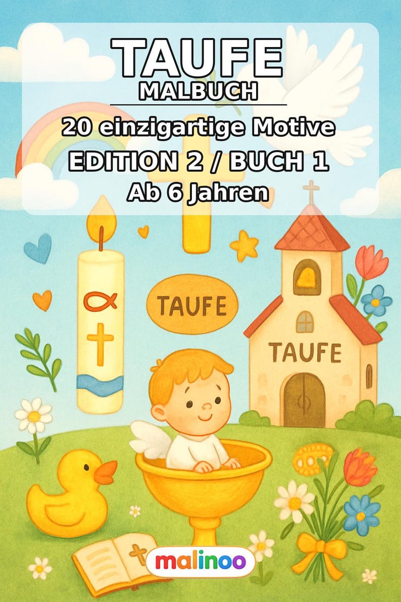 Baptism coloring pages for children – gift for starting school and school cone – 20 coloring pages (PDF) E1/B2 image 2