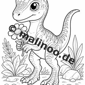 Atividade infantil para mesas de casamento e celebrações familiares: Livro de colorir para imprimir com 100 páginas para colorir de dinossauros bebês (PDF) E4 imagem 11