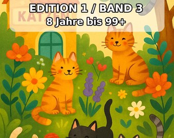 Cat coloring book, printed and bound – 50 coloring pages for children – Volume 3, Edition 1 – Printed on both sides (DIN A4)