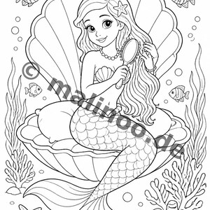 Livre de coloriage et de dessin de sirènes pour enfants – Activité pour les salles d'attente, les cabinets médicaux et les restaurants – 100 pages à colorier (format A4) E3 image 5