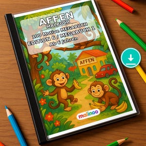 100 Monkey Coloring Pages for Ages 6 and Up – Gift Idea for Grandchildren and Godchildren – Printable Coloring Pages (PDF) E6