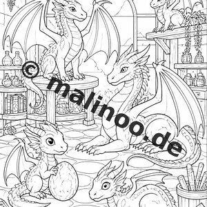Drachen Malbuch Kinder – 100 Ausmalbilder – PDF Download E1/B1 (DIN-A4) – Geschenk, Beschäftigung, Adventskalender, Geburtstag Bild 6