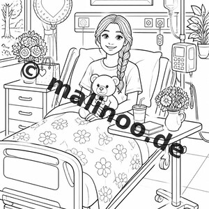 病院ぬりえブック PDFダウンロード デジタル版 – 子供向けぬりえ50ページ – 第1巻 第1版 (DIN-A4) 画像 10