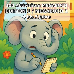 Elefanten Aktivitätsbuch PDF Download digital – 100 Rätsel- und Aktivitätsseiten für Kinder – MEGABUCH 01 Edition 1 (DIN-A4) Bild 2