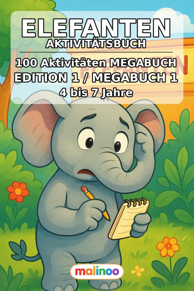 Elefanten Aktivitätsbuch PDF Download digital – 100 Rätsel- und Aktivitätsseiten für Kinder – MEGABUCH 01 Edition 1 (DIN-A4) Bild 2