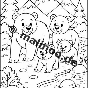 Berenkleurboek voor kinderen – 100 kleurplaten – PDF-download E1/B2 (DIN-A4) – Cadeau, activiteit, adventskalender, verjaardag afbeelding 8
