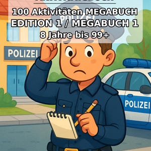 Police Activity Book for Children – 100 Puzzle and Activity Pages – PDF Download E1/B1 (DIN-A4) – Gift, Activity, Advent Calendar image 2