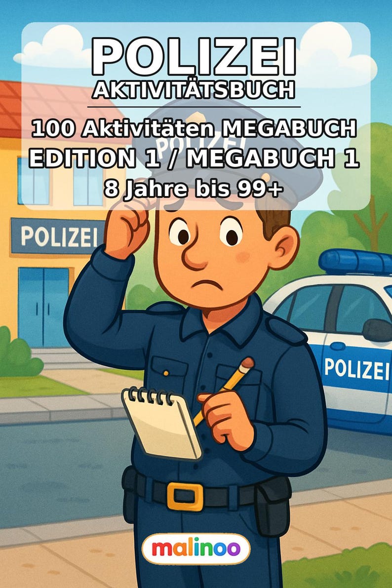 Police Activity Book for Children – 100 Puzzle and Activity Pages – PDF Download E1/B1 (DIN-A4) – Gift, Activity, Advent Calendar image 2