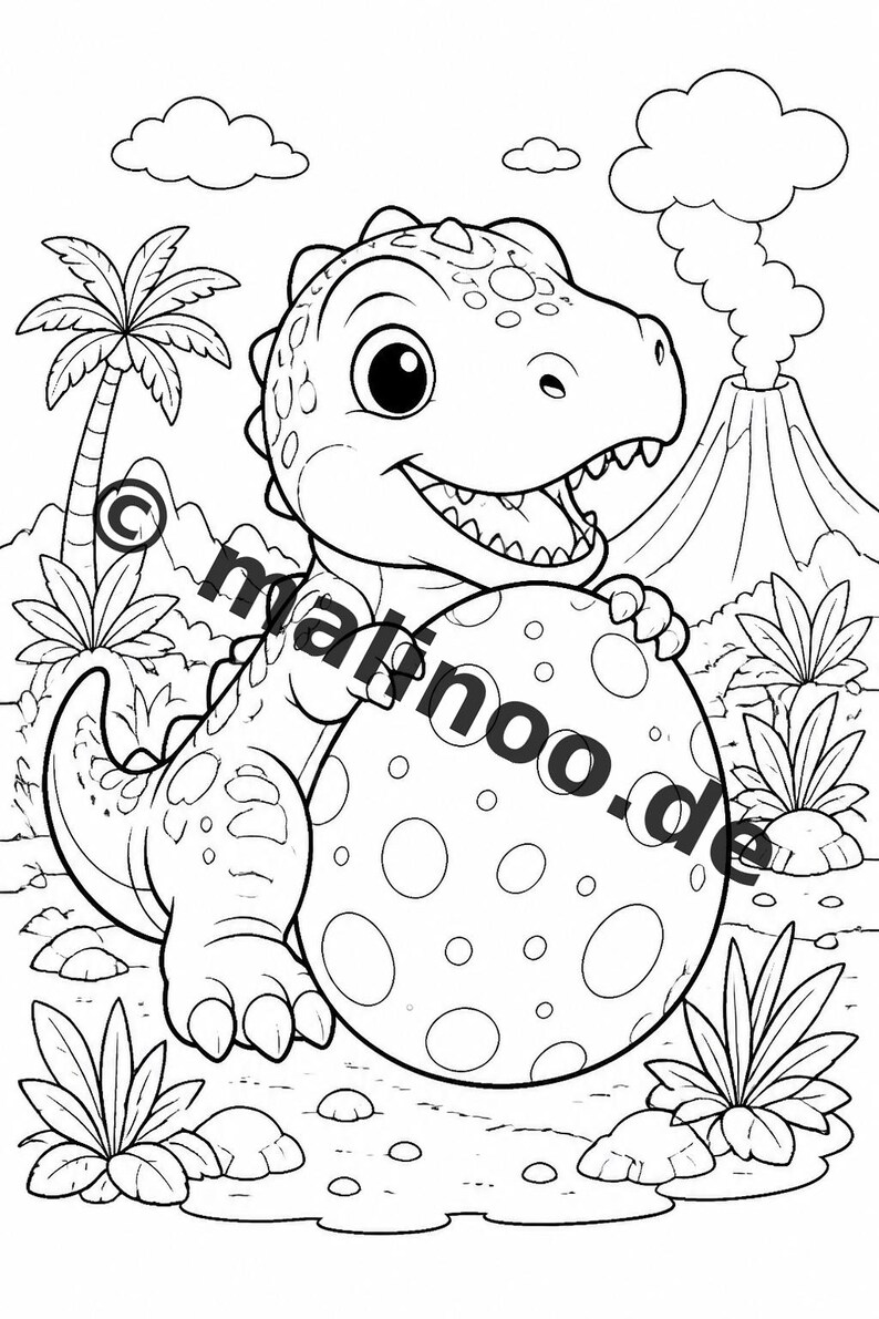 Libro para colorear de dinosaurios bebés en formato PDF (descarga digital): 20 páginas para colorear para niños – Libro 01 Edición 1 (DIN A4) imagen 4