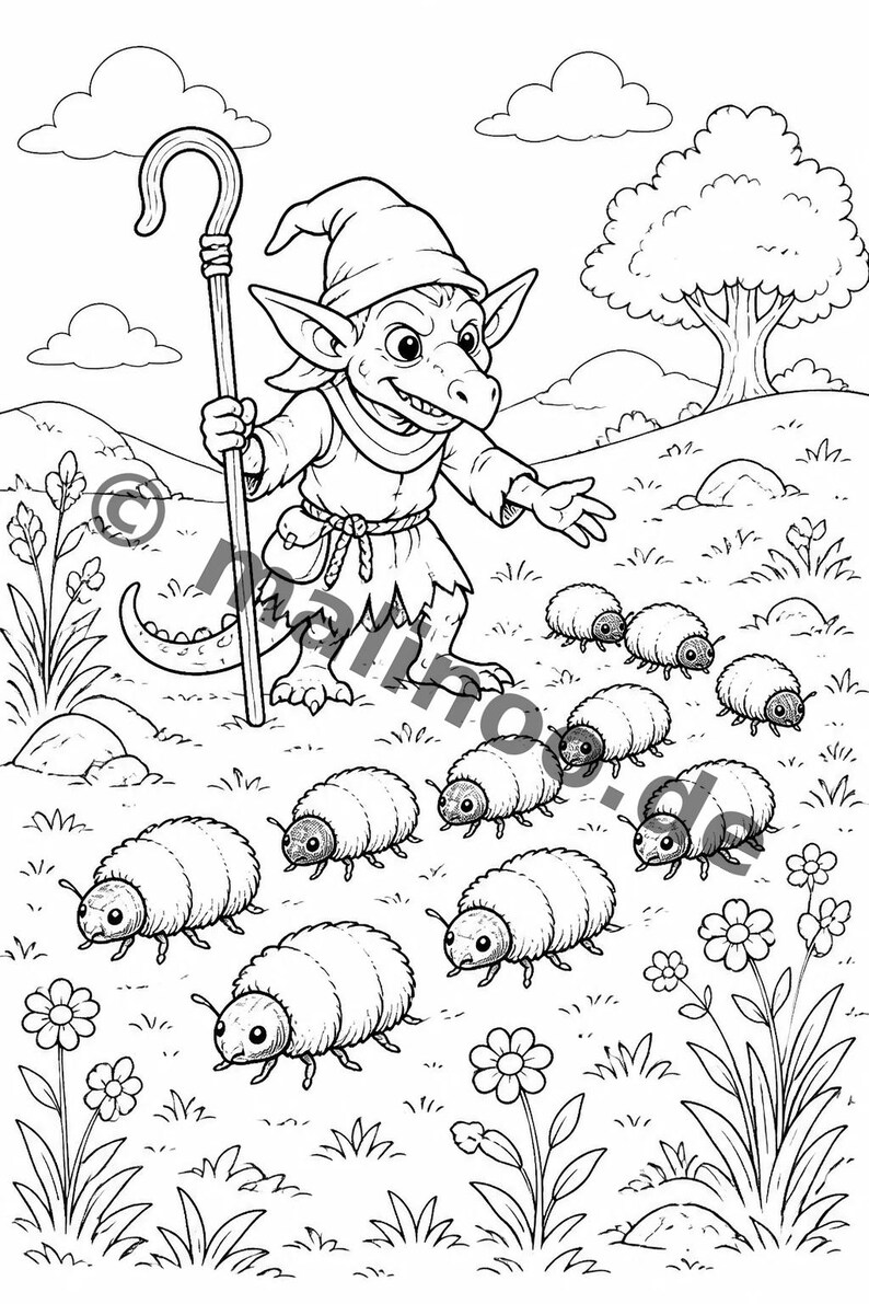 100 goblin coloring pages for ages 6 and up – a fun way to beat boredom on rainy days – coloring templates (PDF) E5 image 8