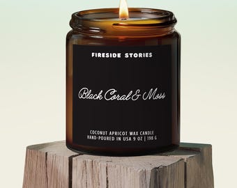 Black Coral & Moss Candle - Clean, Bold, and Mysterious Scent - Masculine Fragrance, Gift for Him