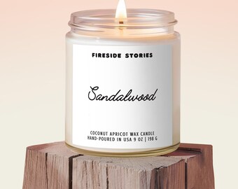 Sandalwood Candle – Warm Woody, Earthy Fragrance - Masculine, Cozy Home Scent Gift
