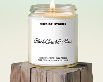 Black Coral & Moss Candle – Fresh Oceanic, Earthy Coastal Fragrance - Clean Spa Home Scent