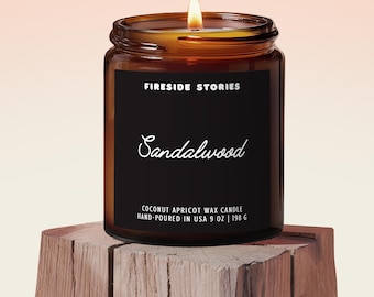 Sandalwood Candle – Warm Woody, Earthy Fragrance - Masculine, Cozy Home Scent Gift