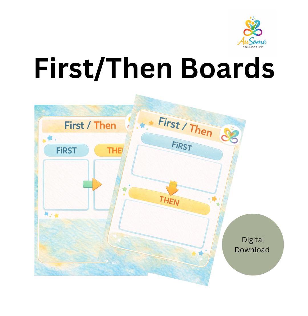 Printable First Then Autism Visual Schedule Bundle | First Then Board, Token Board (digital ...