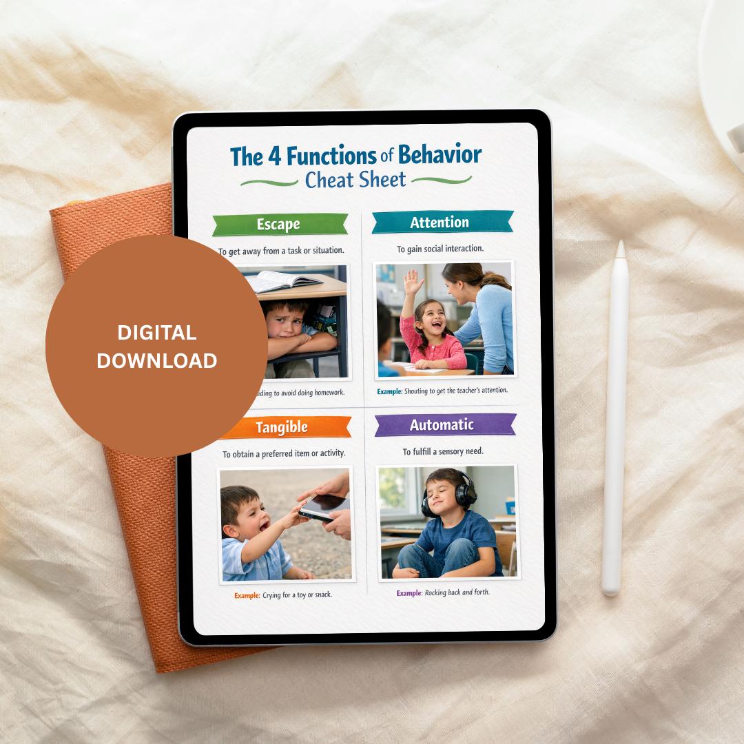 Tangibles Function Aba Example 4 Functions of Behavior Printable | Escape Attention Tangible Automatic ...