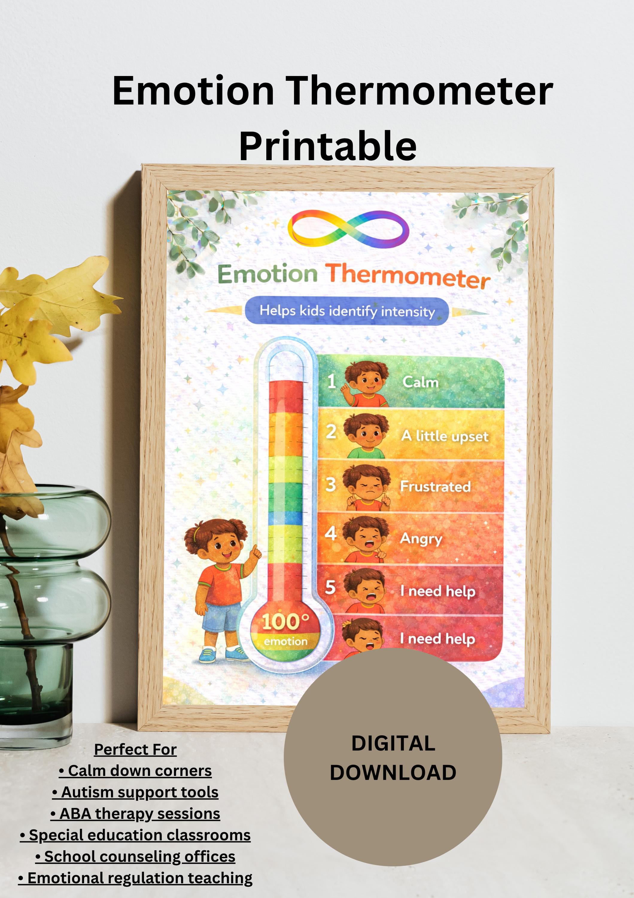 Emotion Thermometer Printable | Emotional Regulation Tool for Kids ...
