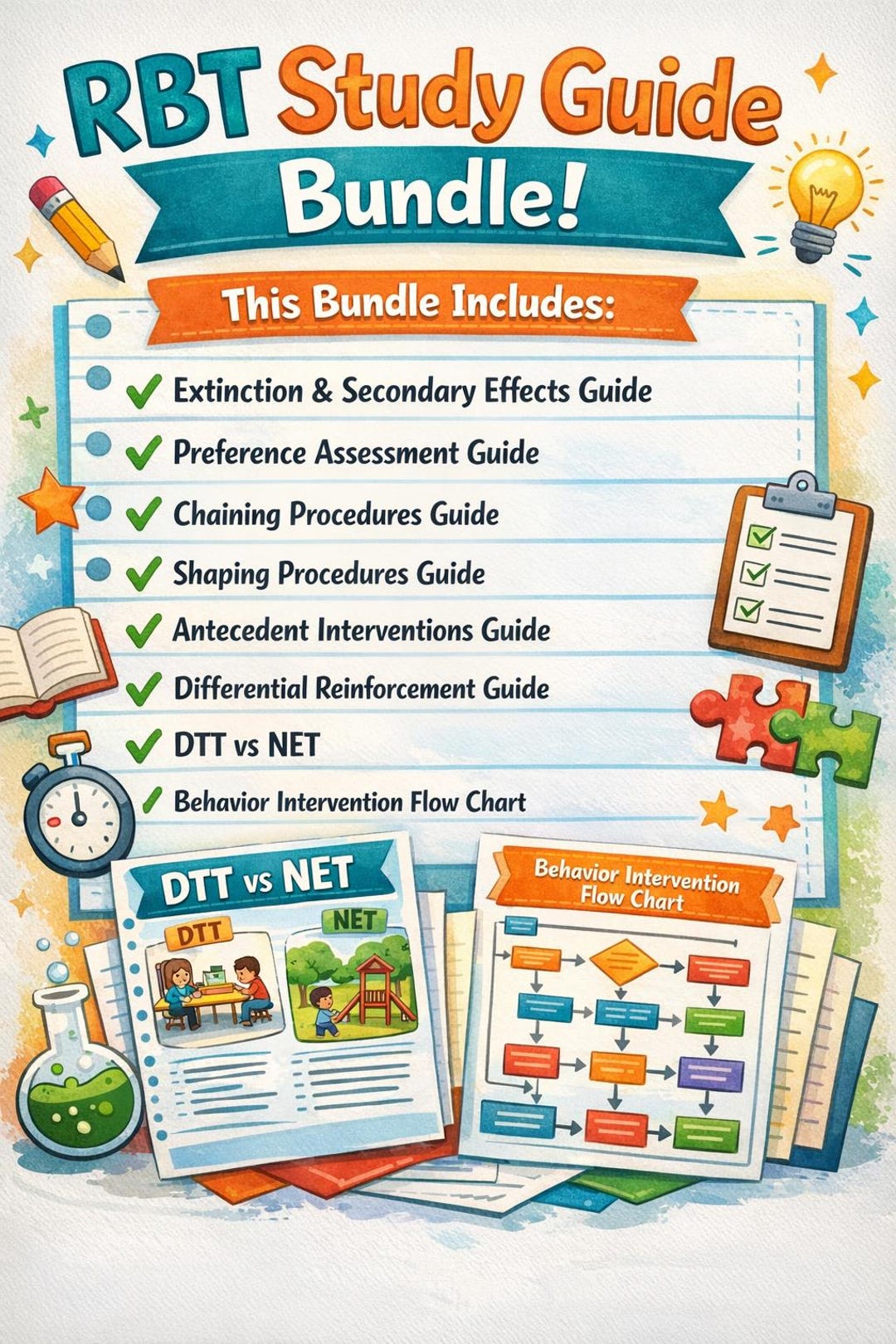 RBT Study Guide Bundle | ABA Intervention Cheat Sheets | Behavior Technician Training Printable ...