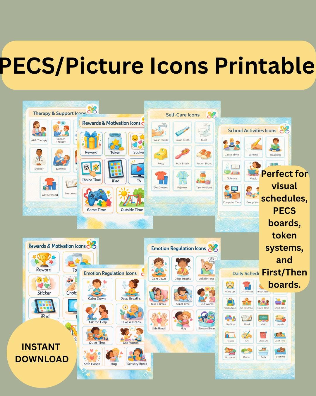 PECS Picture Icons Printable | Autism Visual Schedule Icons | ABA ...