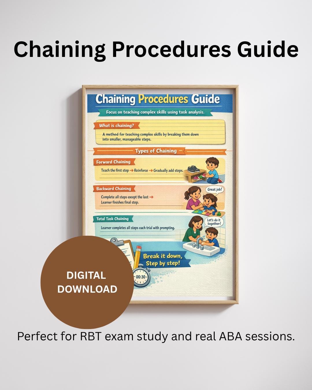 Chaining Procedures Guide | ABA Task Analysis Study Sheet | Forward ...