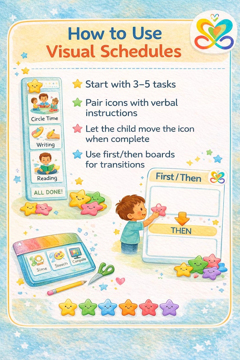 Autism Visual Schedule Bundle | First Then Board, Token Board (digital ...