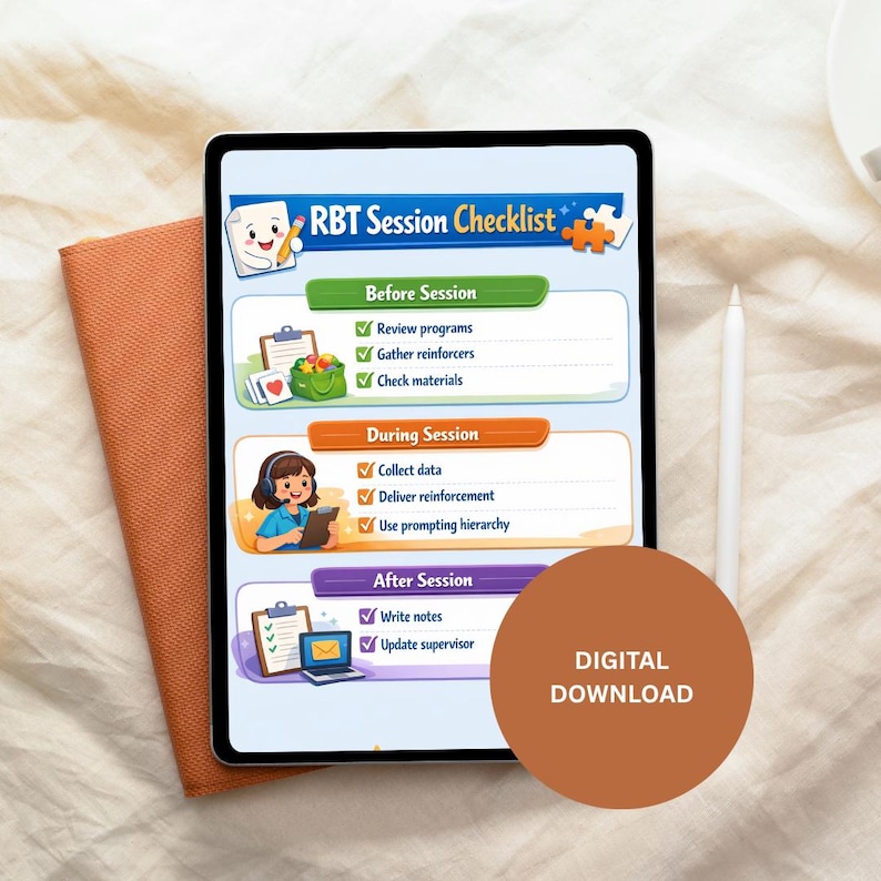 RBT Session Checklist Printable | ABA Session Guide | Registered ...
