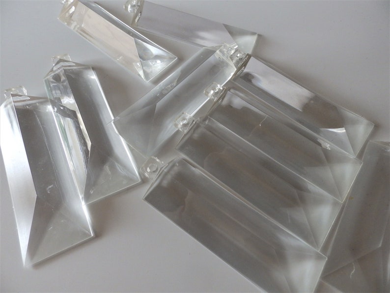 Great Condition 4-38 Long x 1-38 Wide Multiple Sets Available! Set of 10 Mid Century Lucite Acrylic Resin Chandelier Prisms