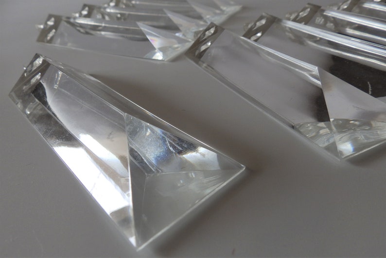 Great Condition 4-38 Long x 1-38 Wide Multiple Sets Available! Set of 10 Mid Century Lucite Acrylic Resin Chandelier Prisms