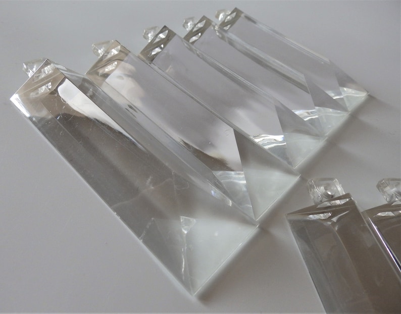 Great Condition 4-38 Long x 1-38 Wide Multiple Sets Available! Set of 10 Mid Century Lucite Acrylic Resin Chandelier Prisms