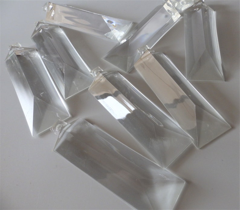 Great Condition 4-38 Long x 1-38 Wide Multiple Sets Available! Set of 10 Mid Century Lucite Acrylic Resin Chandelier Prisms